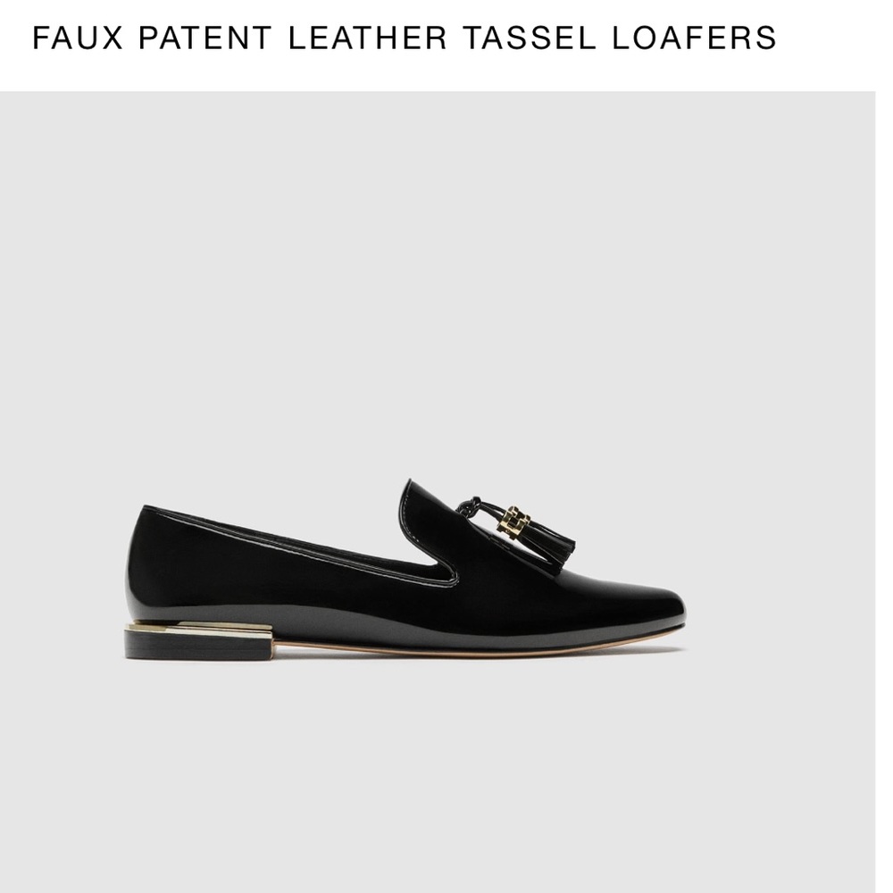 Faux Patent Leather Tassel Loafers